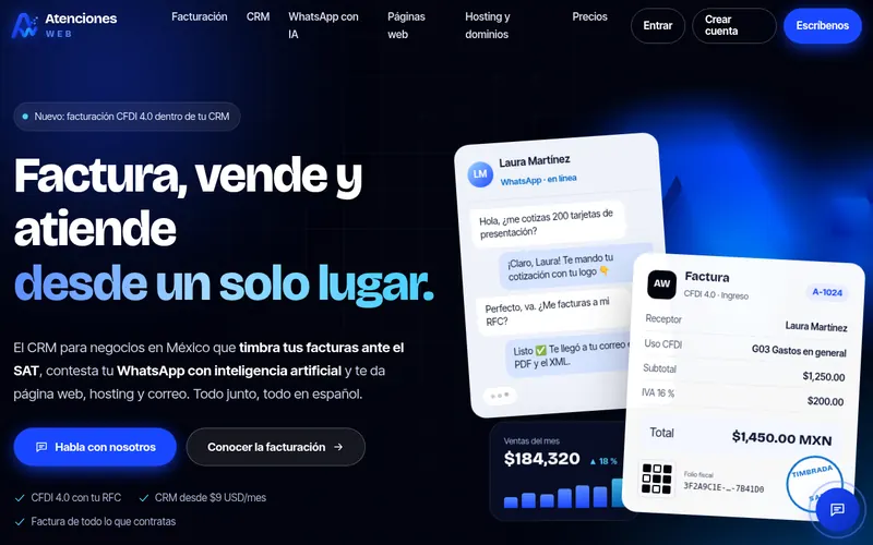 Atenciones Web website built by Autorys